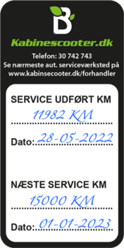Aut. Service 15000KM på BACH 3-hjulet kabinescooter