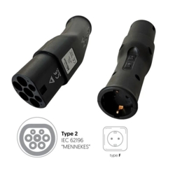 Adapter TYPE 2 til TYPE F Schuko 16A
