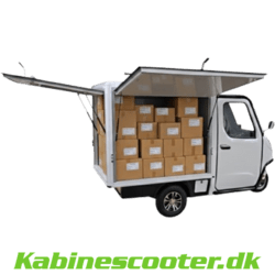 Cargo Kabinescooter - Set fra siden og fyldt med kasser i lad boksen