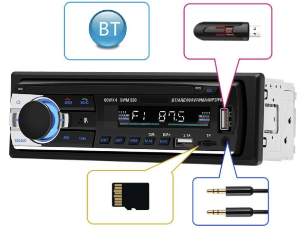 Radio med bluetooth musik & håndfri telefonopkald, passer til Bach Kabinescooter incl. kraftig Antenne og montering