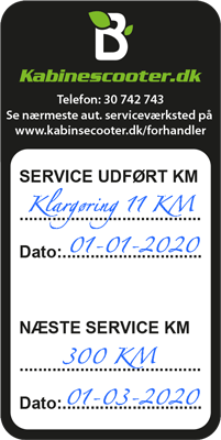 Aut. Eftersyn 300KM på BACH 3-hjulet kabinescooter